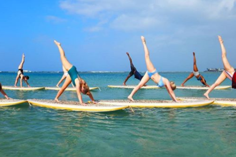 yoga on paddle board